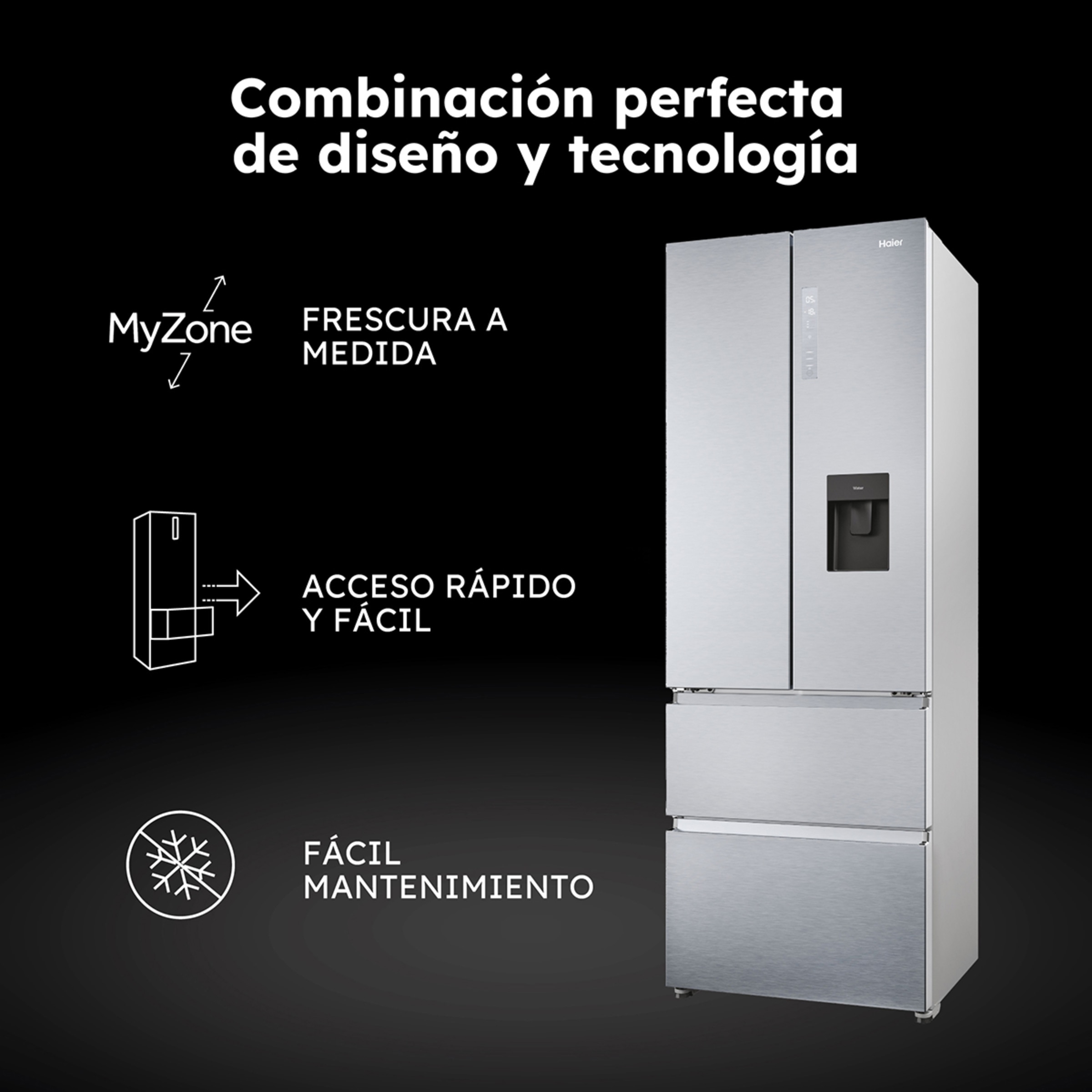 Frigorífico americano Haier Total No Frost FD 70 Series 5 - HFR5720EWMG Inox-4