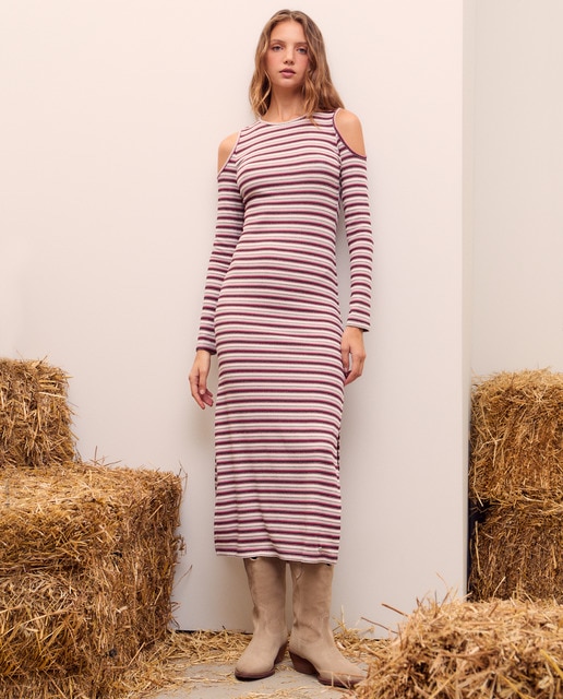 Imagen 0 de Vestido de manga larga cut out rayas