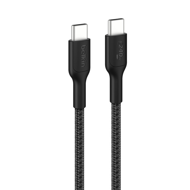 Imagen 0 de Cable Belkin USB-C a USB-C, 240W 2.0, 3 metros, doble trenzado, negro