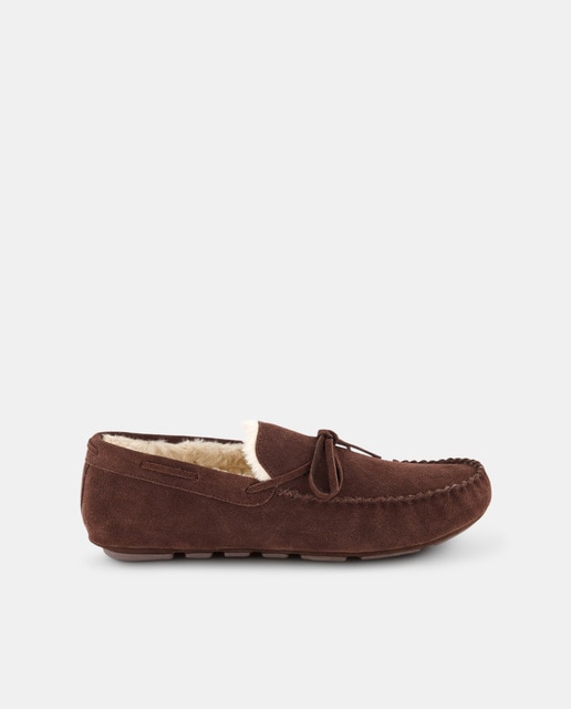 Imagem 0 de Pantufas de Camurça com Forro de Pelo