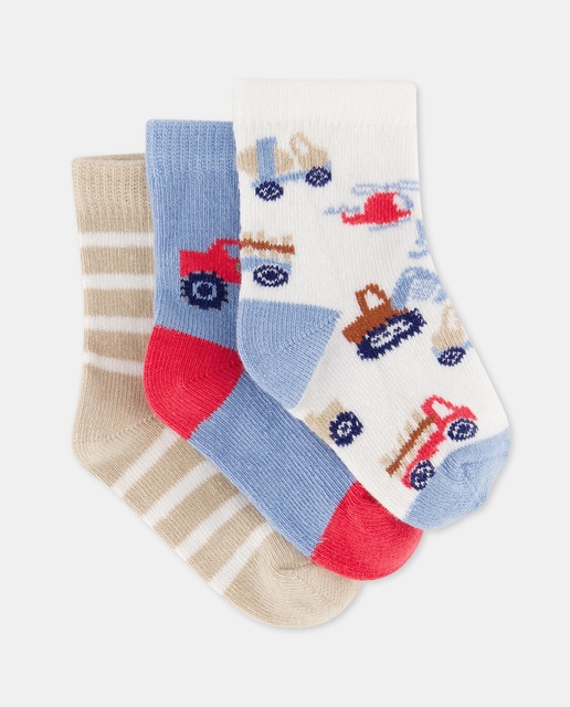Imagen 0 de Pack de 3 calcetines con estampado fantasía de bebé niño