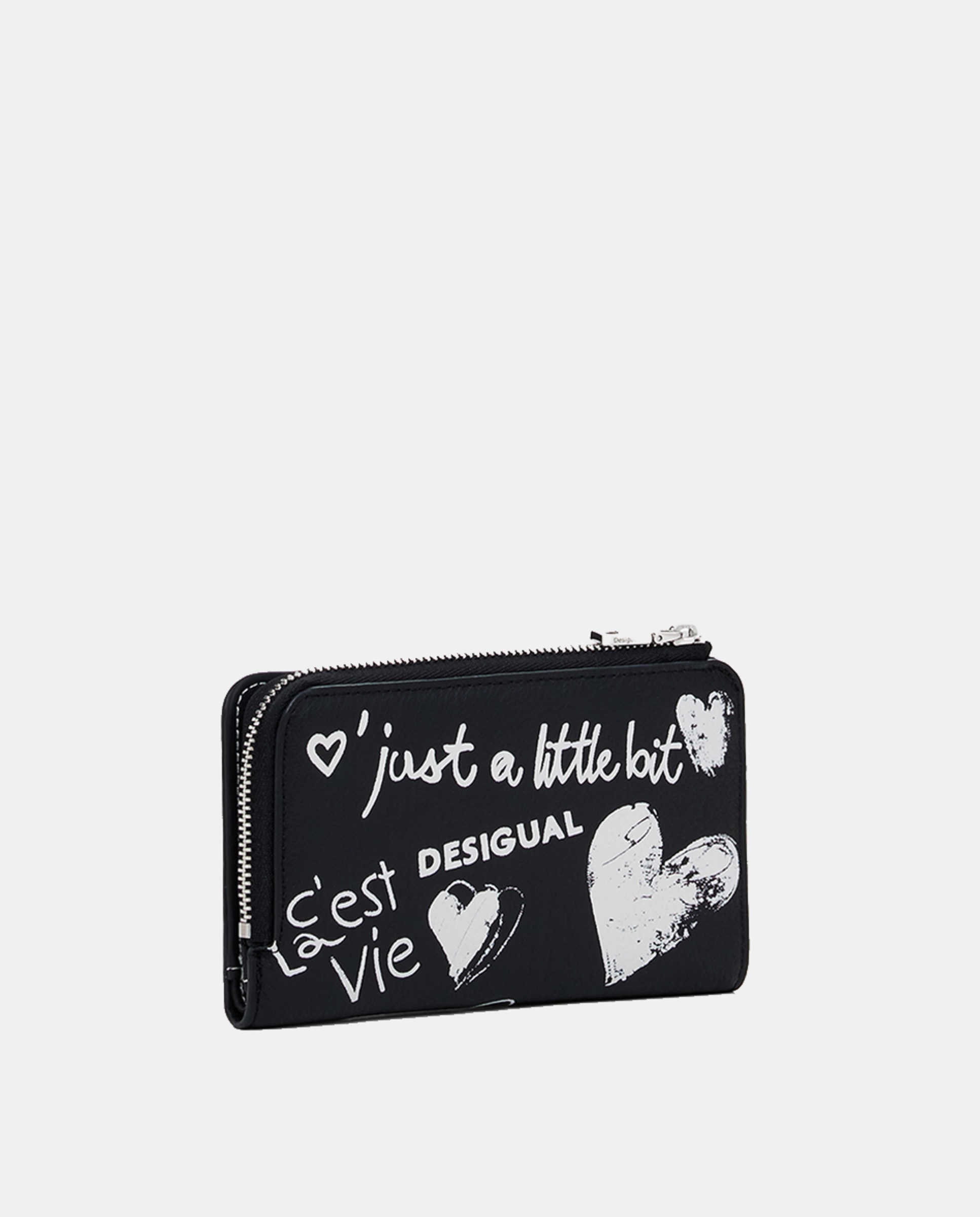 Porta-Moedas Médio com Efeito de Pele e Grafitti Preto-2
