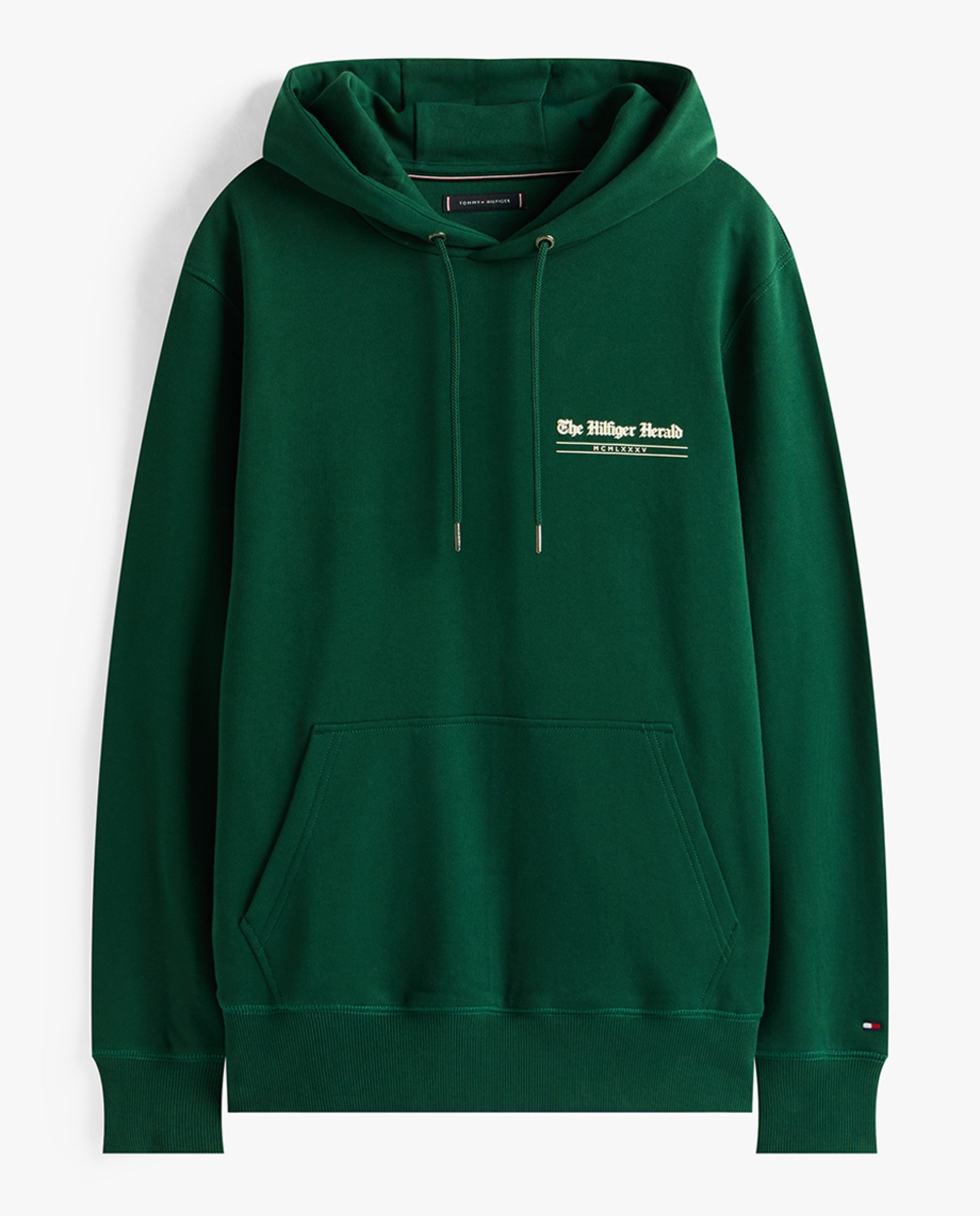 Sweatshirt com Capuz e sem Fecho de Correr Verde-escuro-5