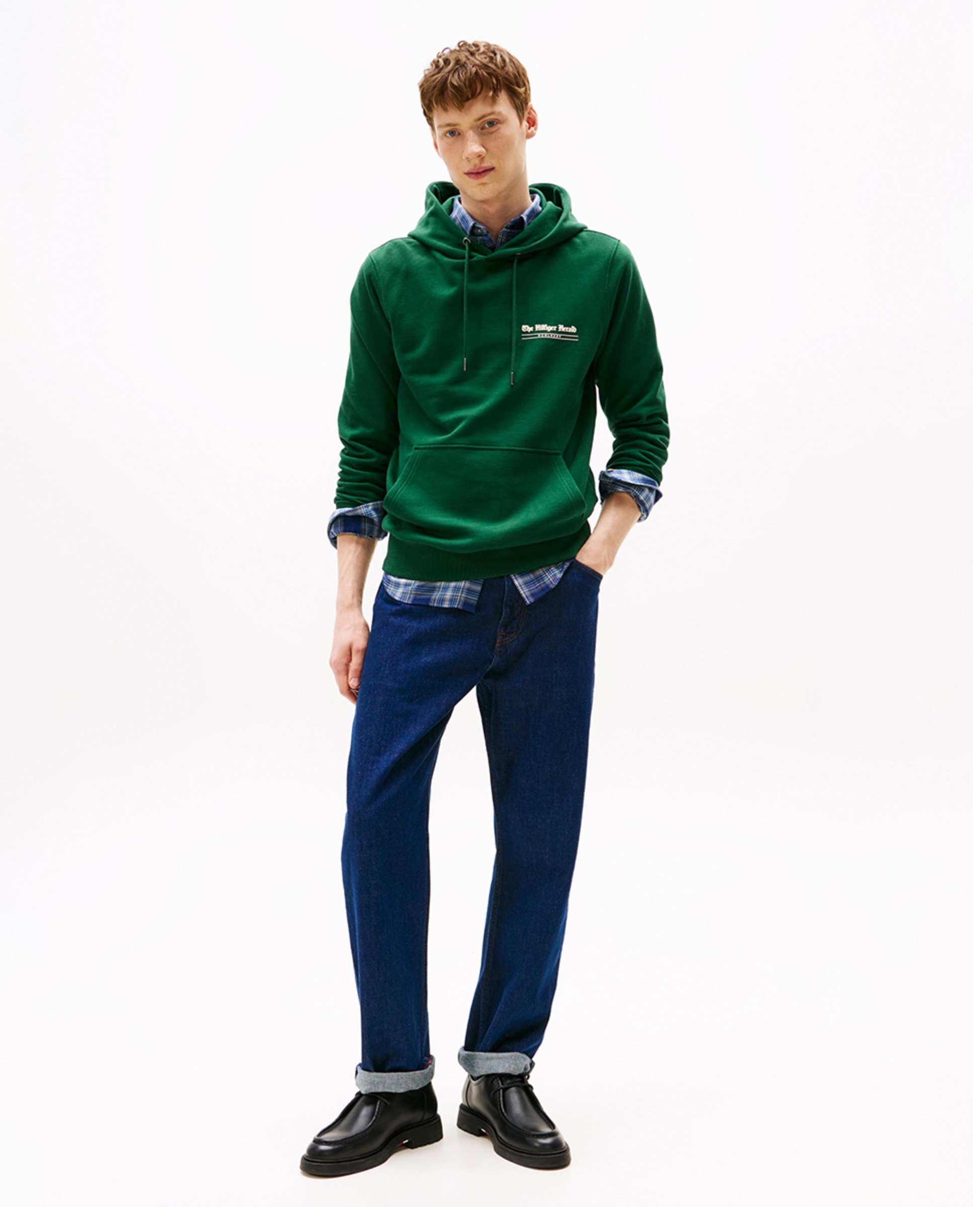 Sweatshirt com Capuz e sem Fecho de Correr Verde-escuro-6