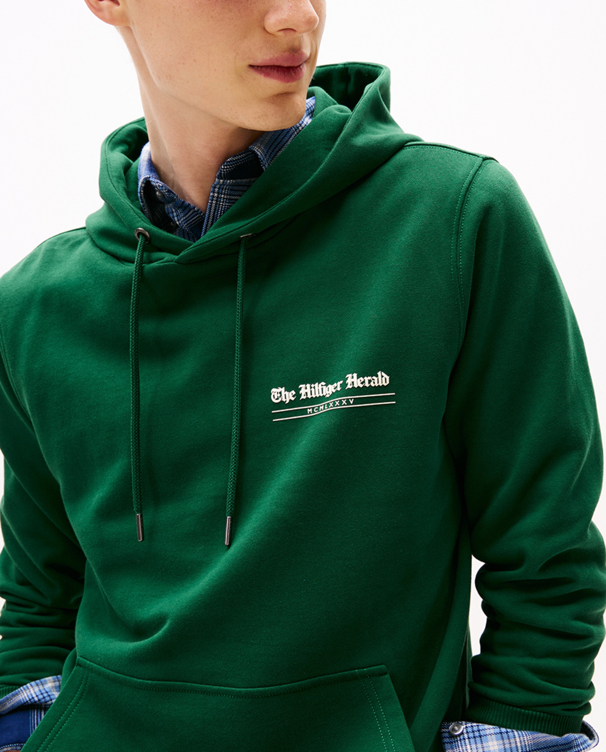 Sweatshirt com Capuz e sem Fecho de Correr Verde-escuro-4