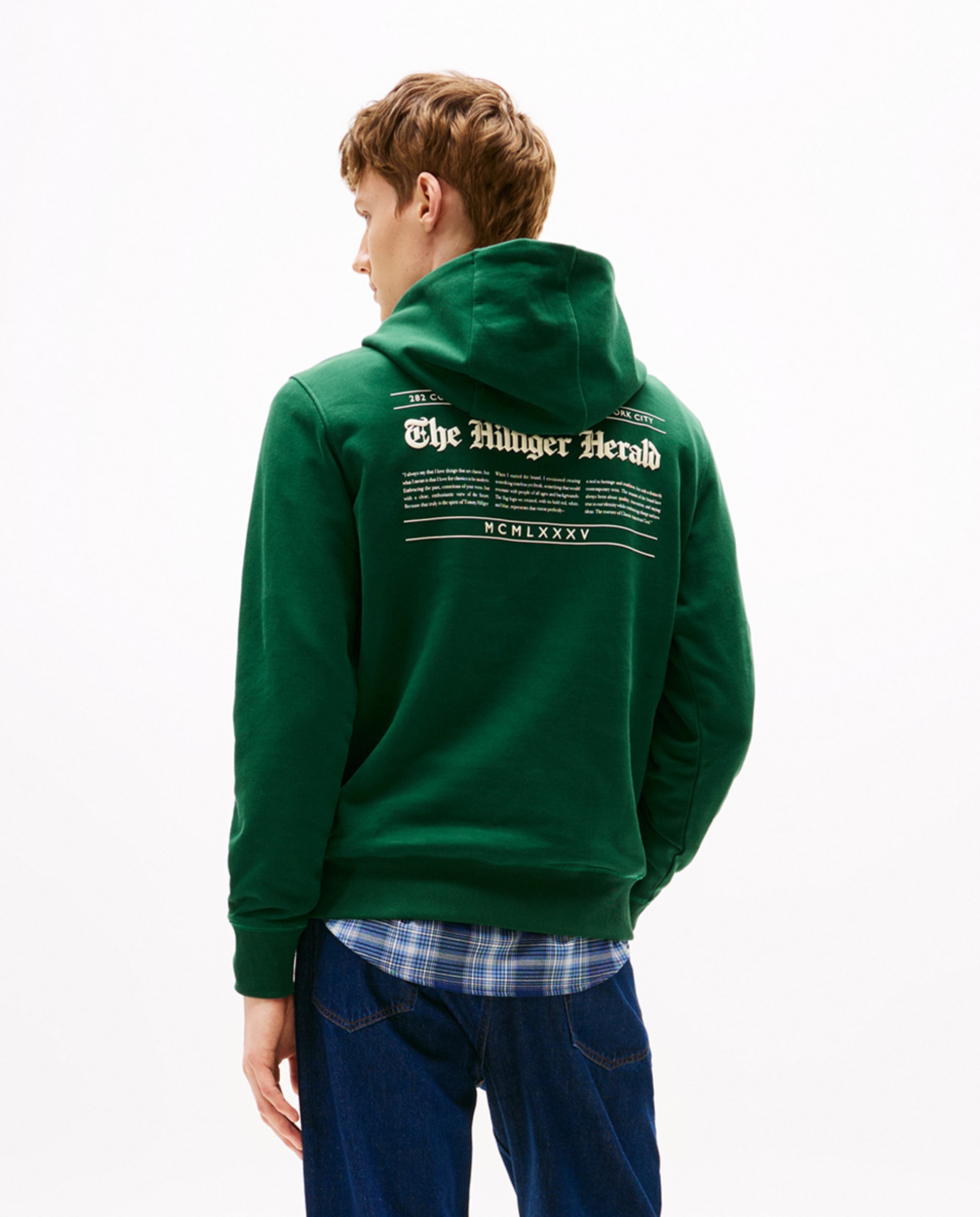 Sweatshirt com Capuz e sem Fecho de Correr Verde-escuro-2