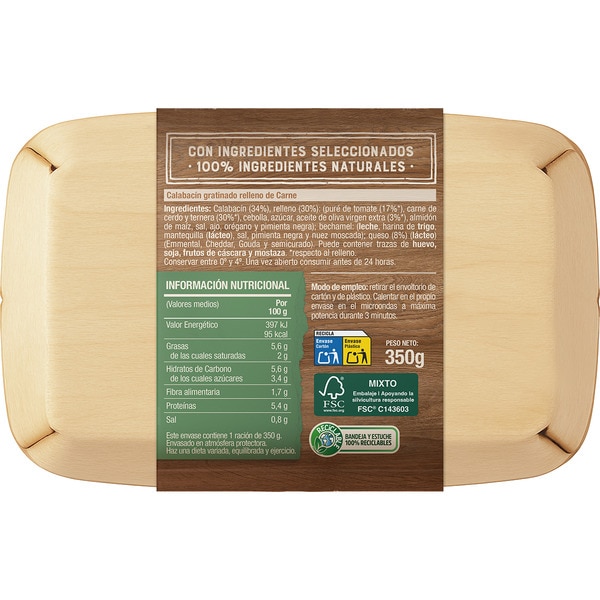 El Buen Comer gratin courgette stuffed with meat container 350 g