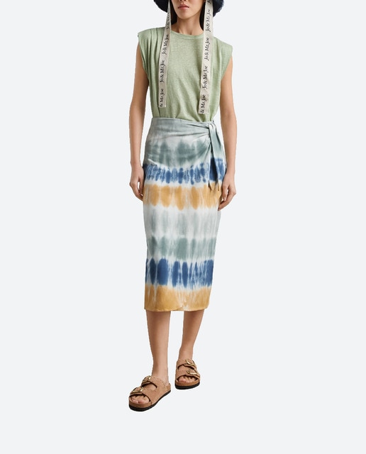 Imagen 0 de Falda midi con lazo y estampado tye dye