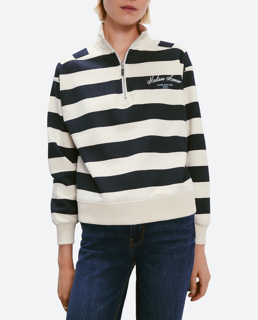 Imagen 0 de Sudadera de mujer de rayas con cremallera