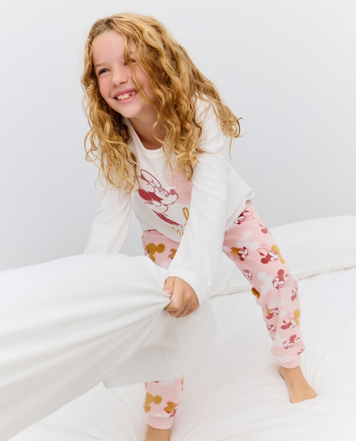 Imagem 0 de Pijama Comprido de Velcro com Estampado da Minnie Love e Calças com Estampado