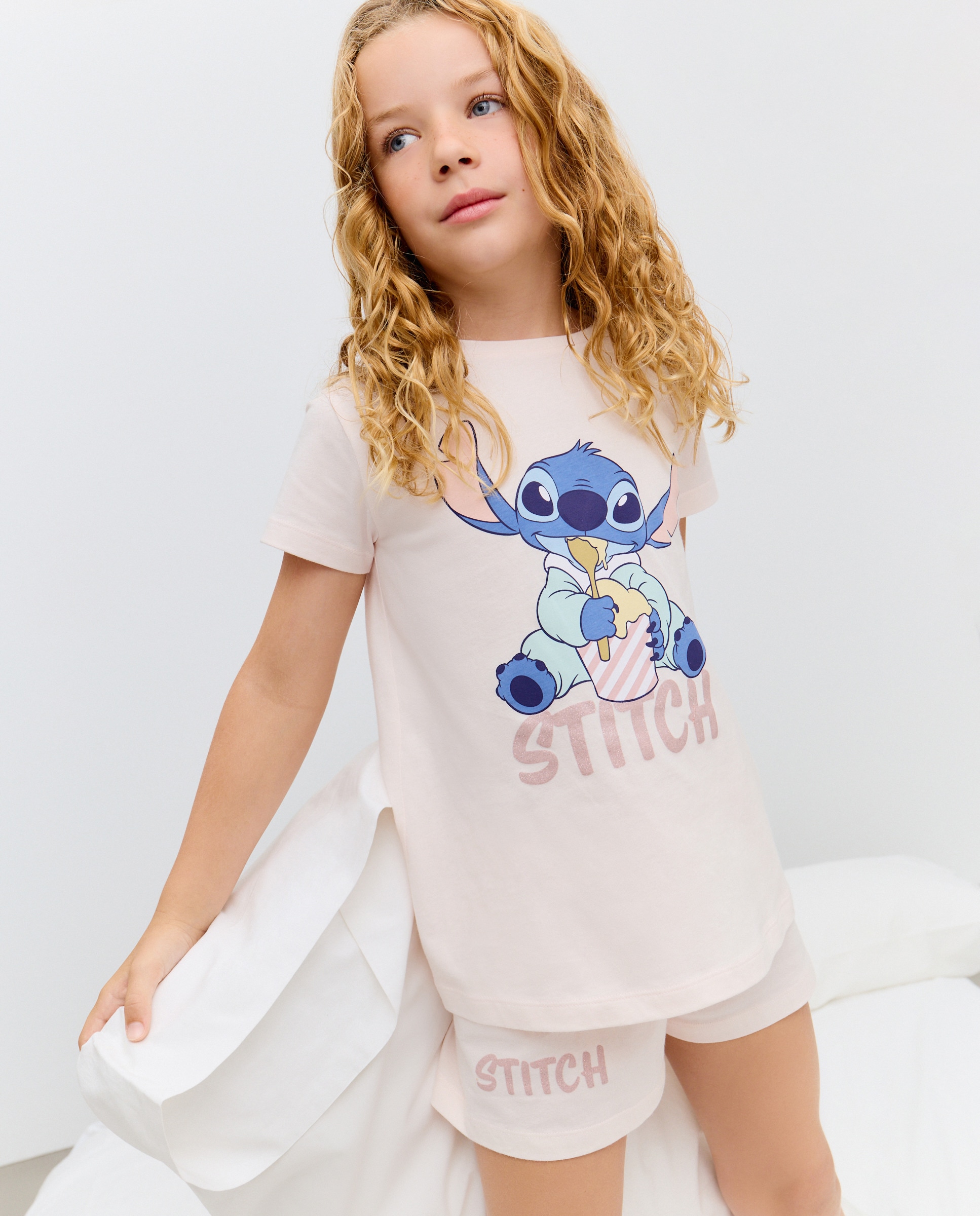 Pijama Completo com Estampado Lilo e Stitch Rosa-1