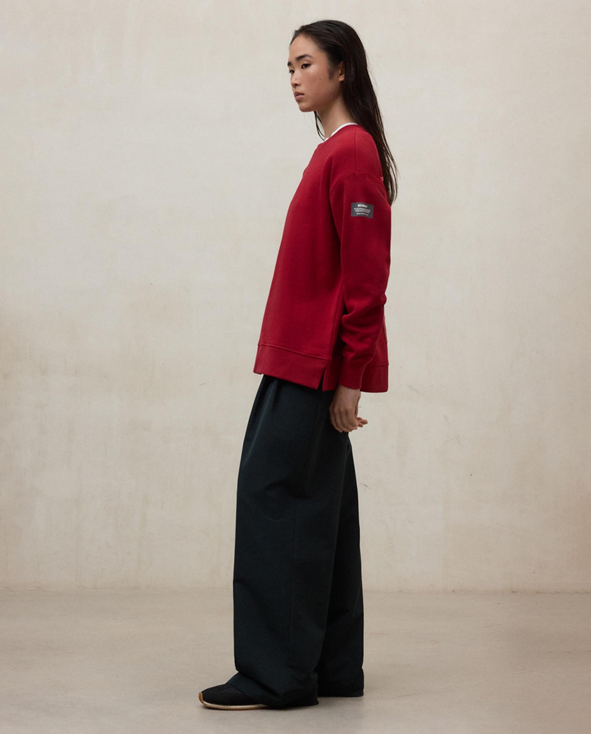 Sweatshirt com Decote Redondo Bordeaux-1