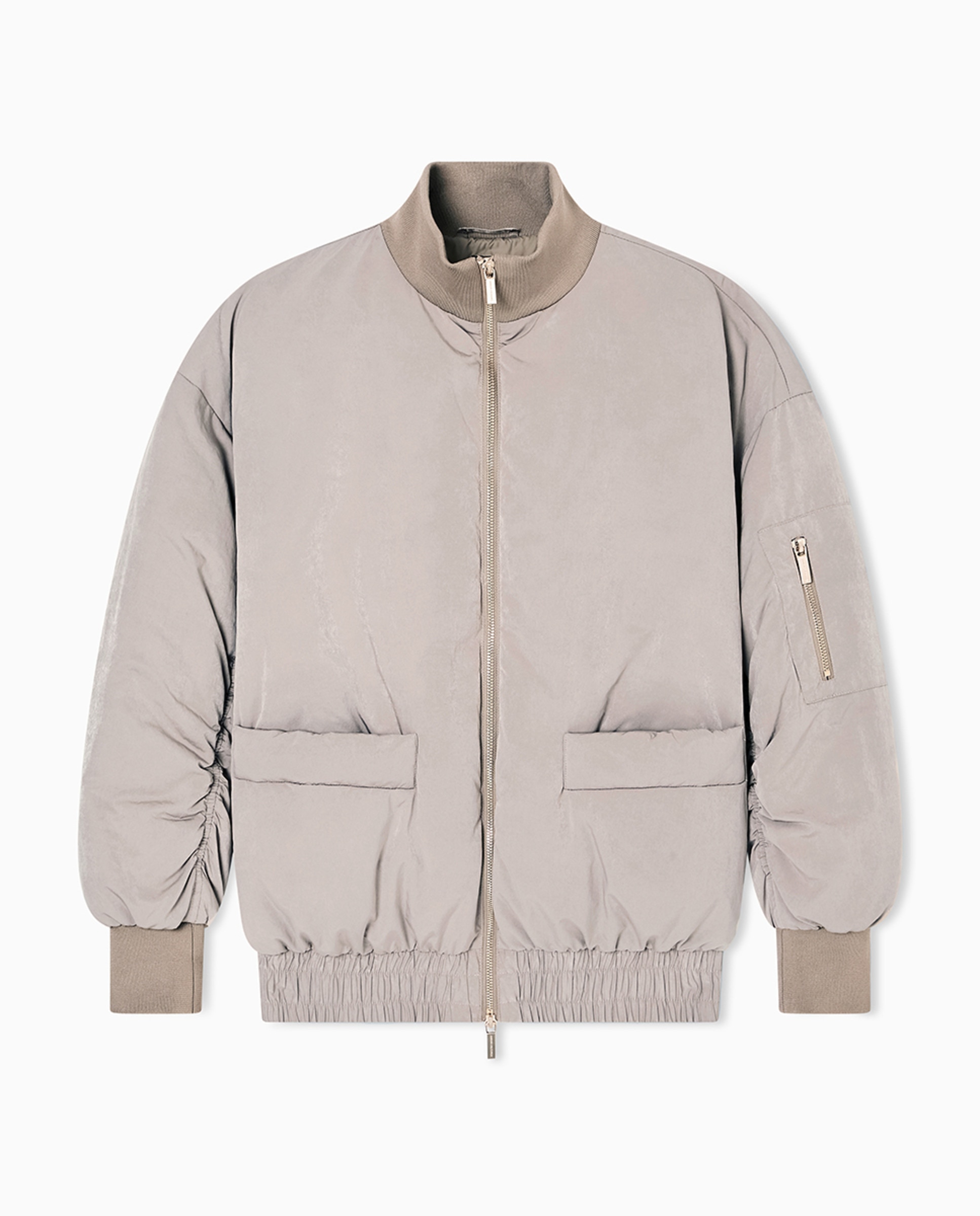 Blusão Bomber Oversize com Manga Balão Taupe-5