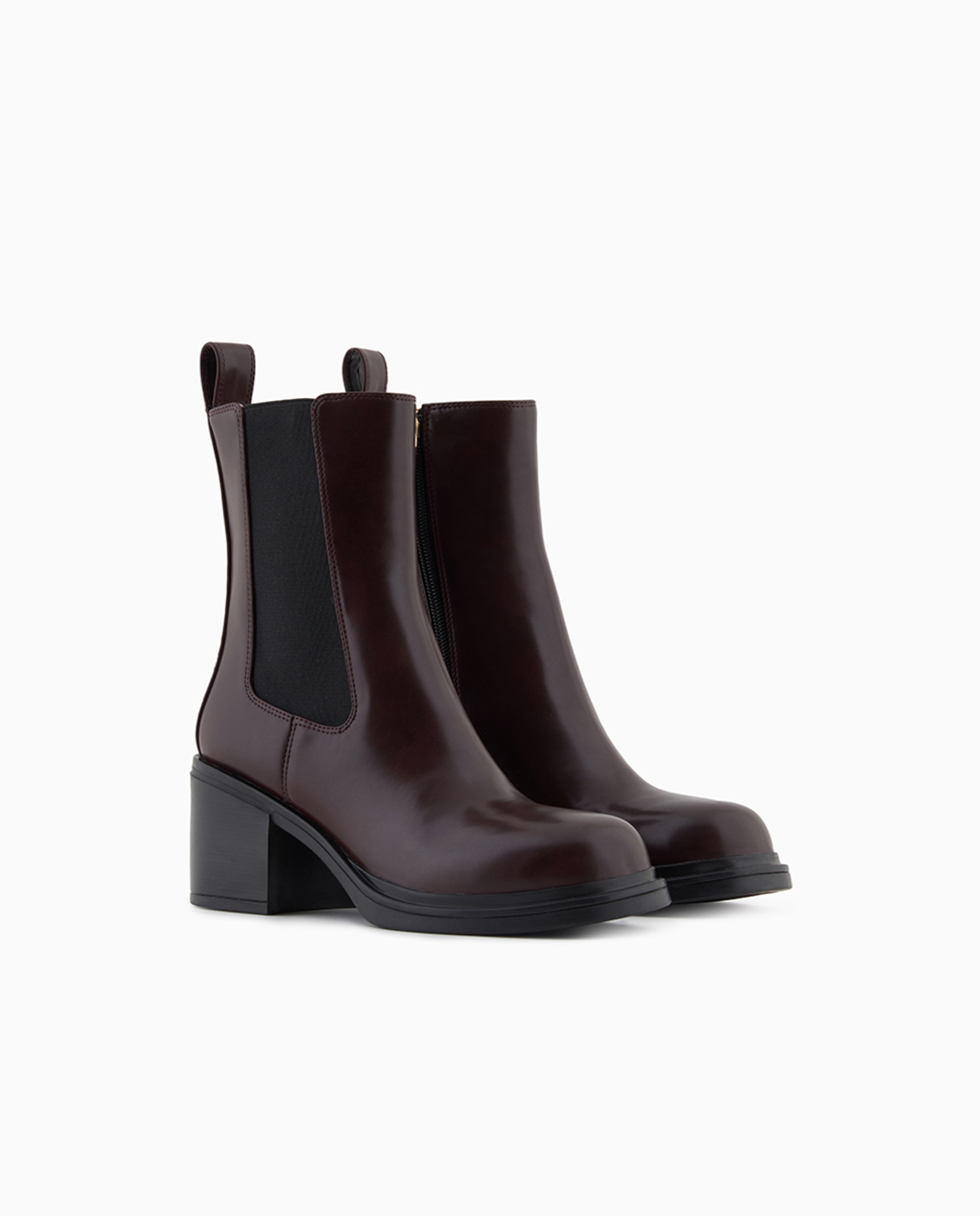 Botas Chelsea com Salto e Elástico Bordeaux-2