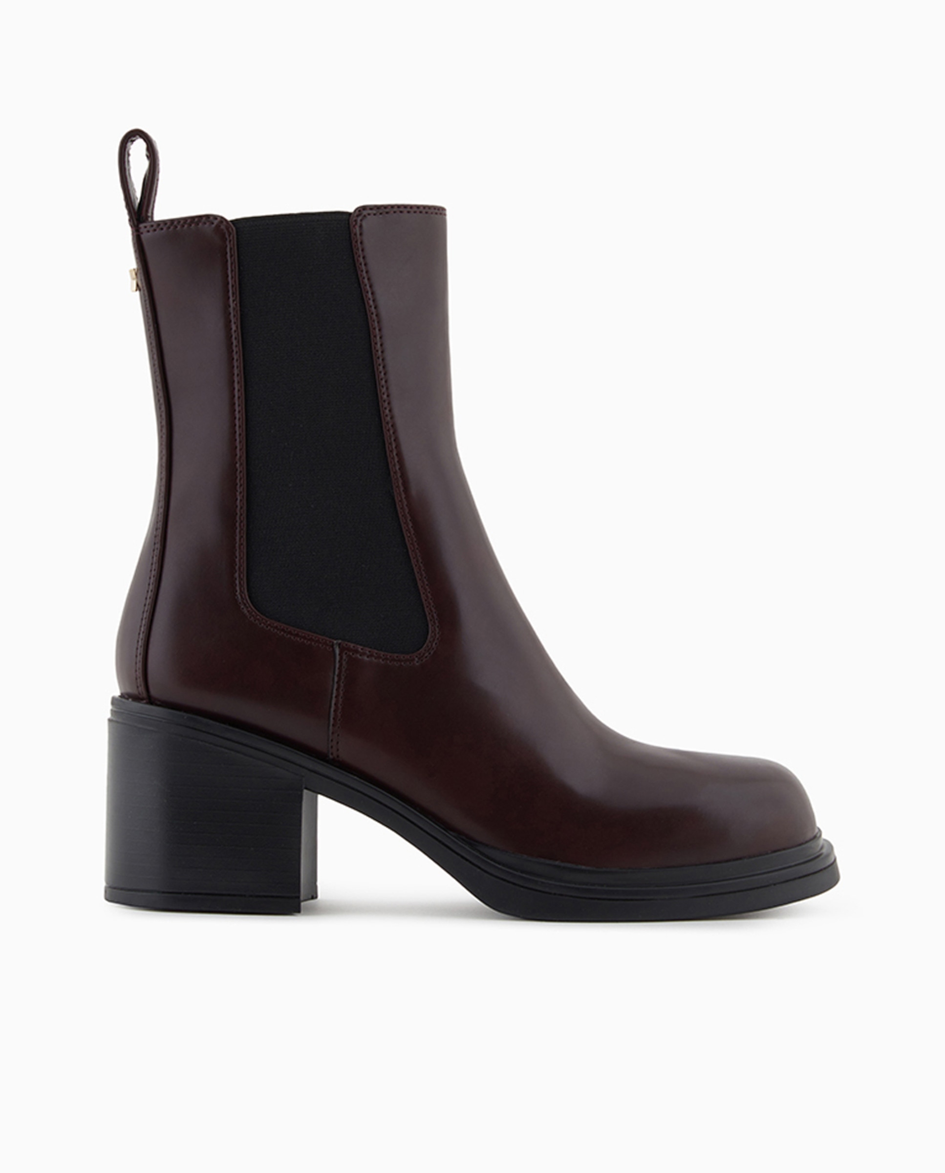 Botas Chelsea com Salto e Elástico Bordeaux-1