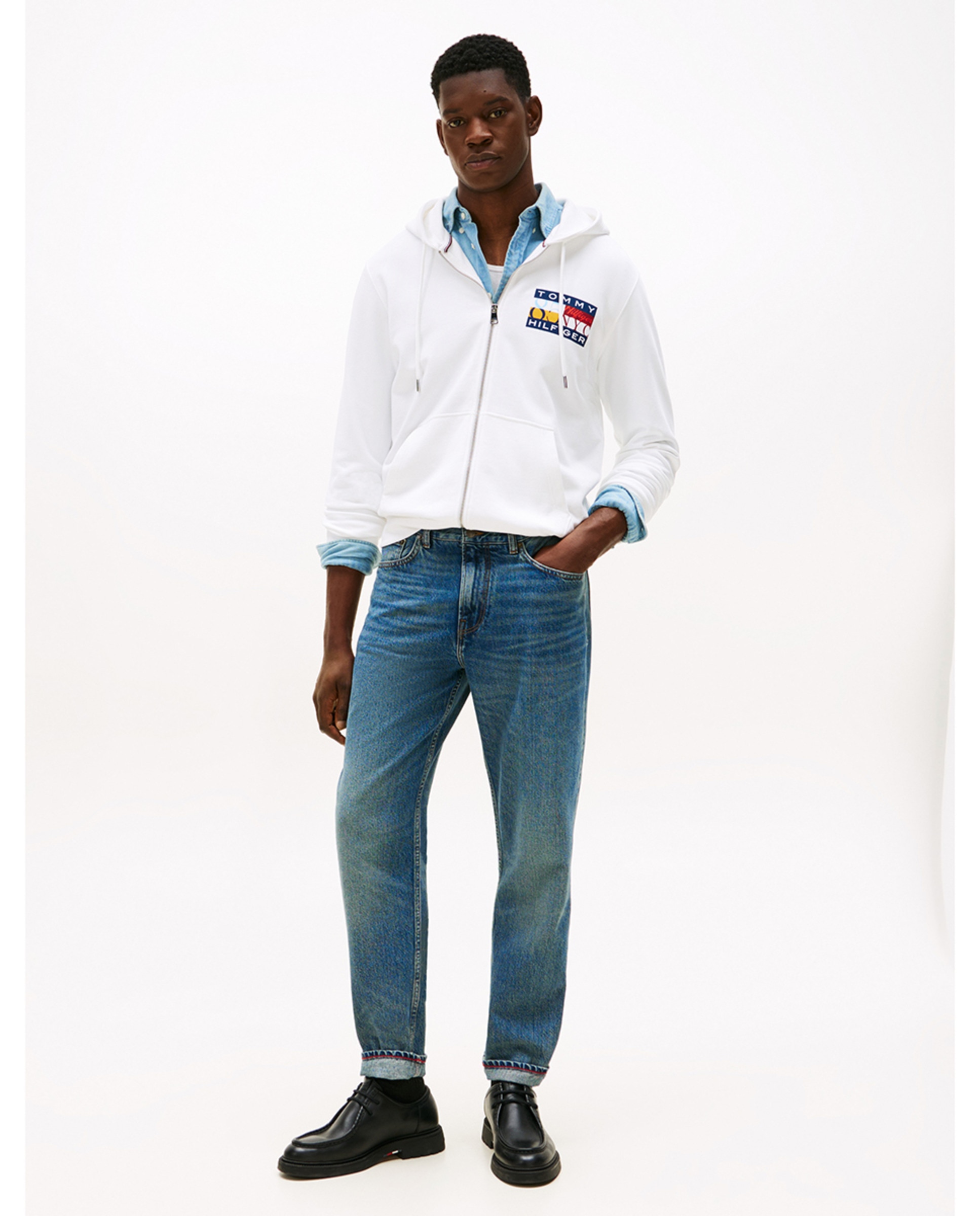 Sweatshirt com Capuz e Fecho de Correr Branco-5