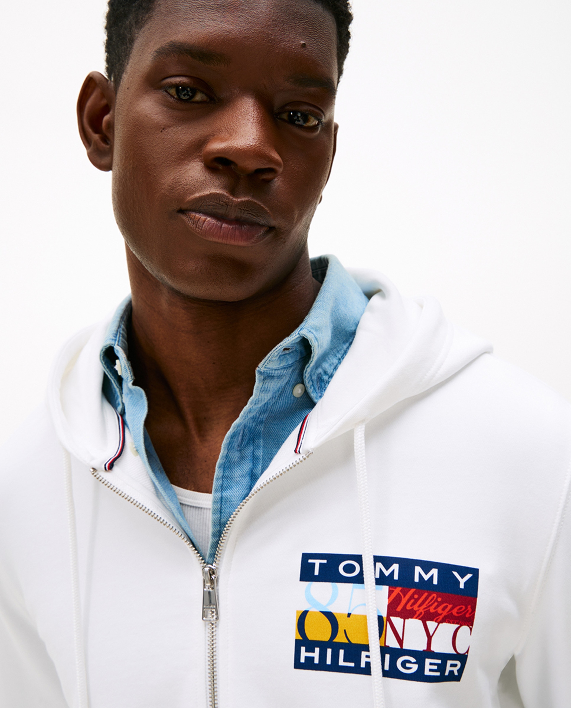 Sweatshirt com Capuz e Fecho de Correr Branco-3