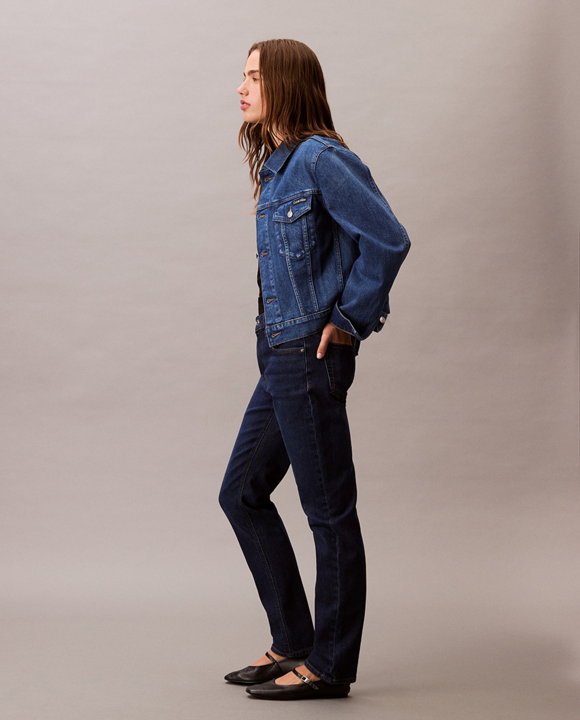 Jeans com cintura média Azul-3