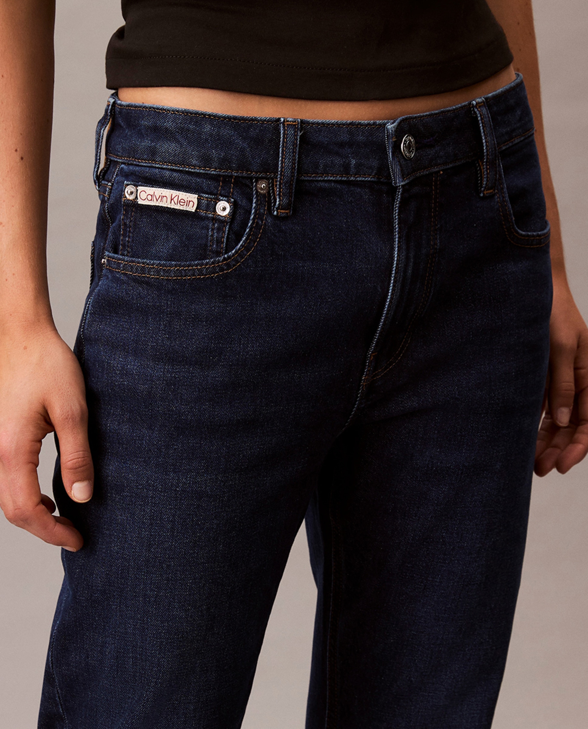 Jeans com cintura média Azul-2
