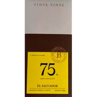 Chocolate Negro 75% Cacau El Salvador tablete 50 g - Vinte Vinte