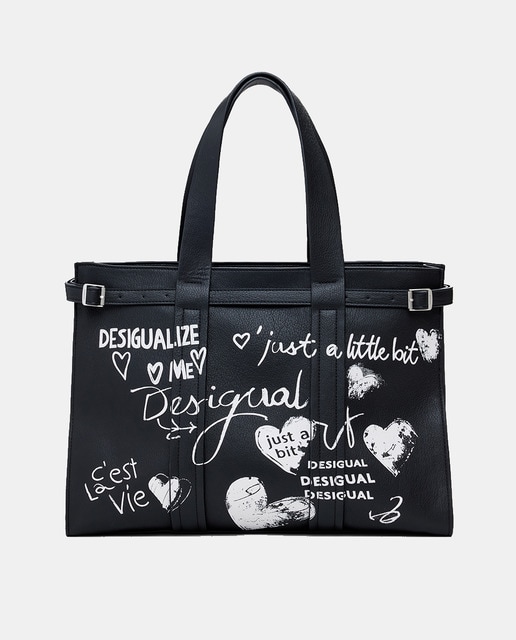 Imagem 0 de Mala Shopper Grande com Efeito de Pele e Letras