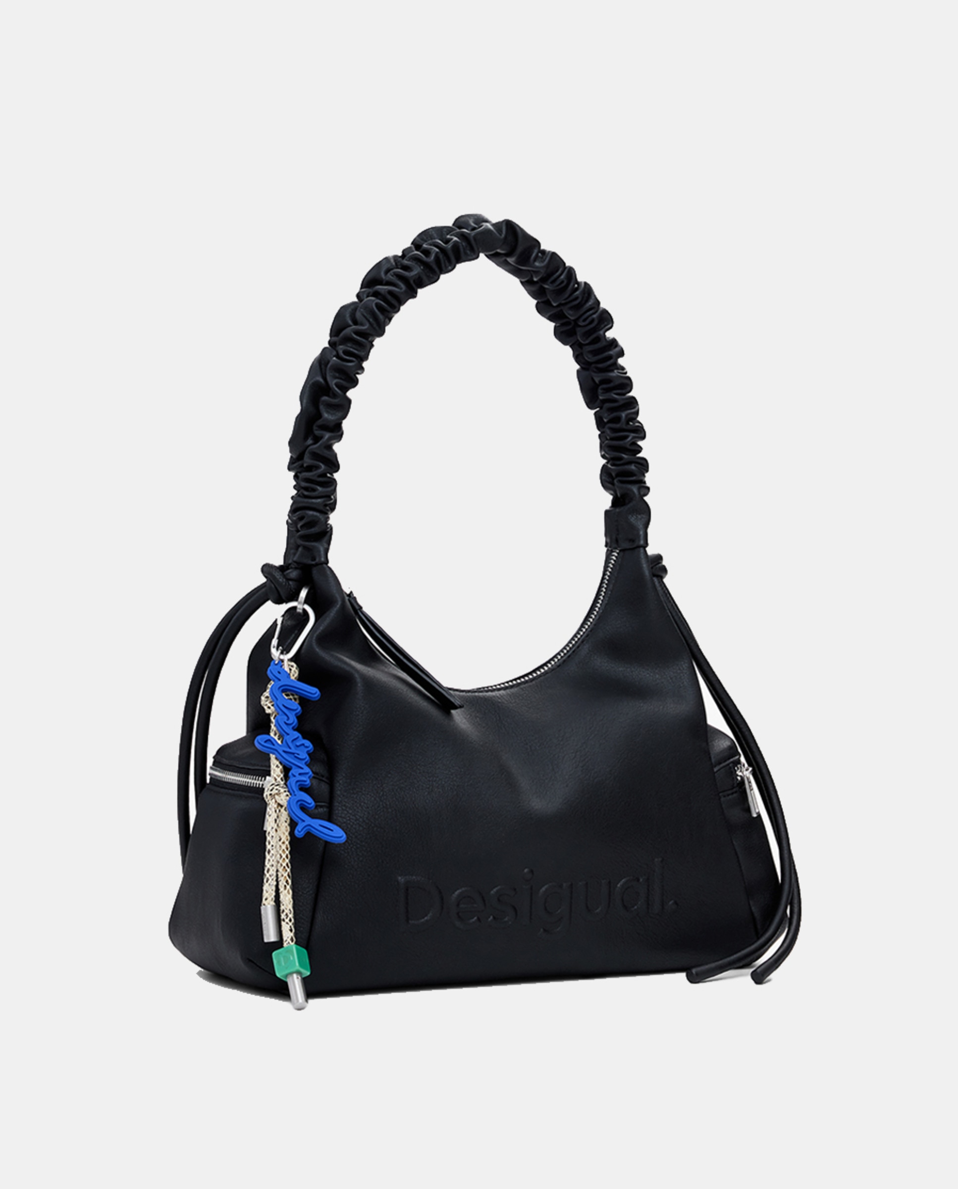 Mala com Logótipo 3D e Alça Franzida Média Preto-2