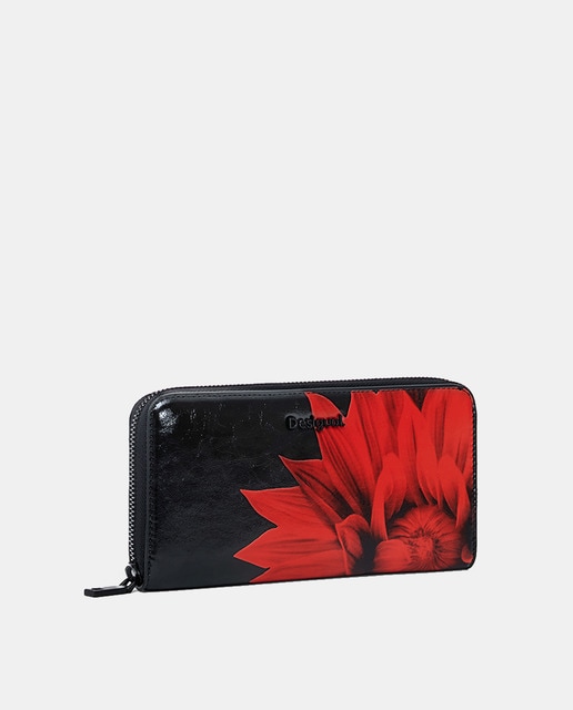 Imagem 0 de Porta-Moedas Grande com Efeito de Pele e Estampado Floral