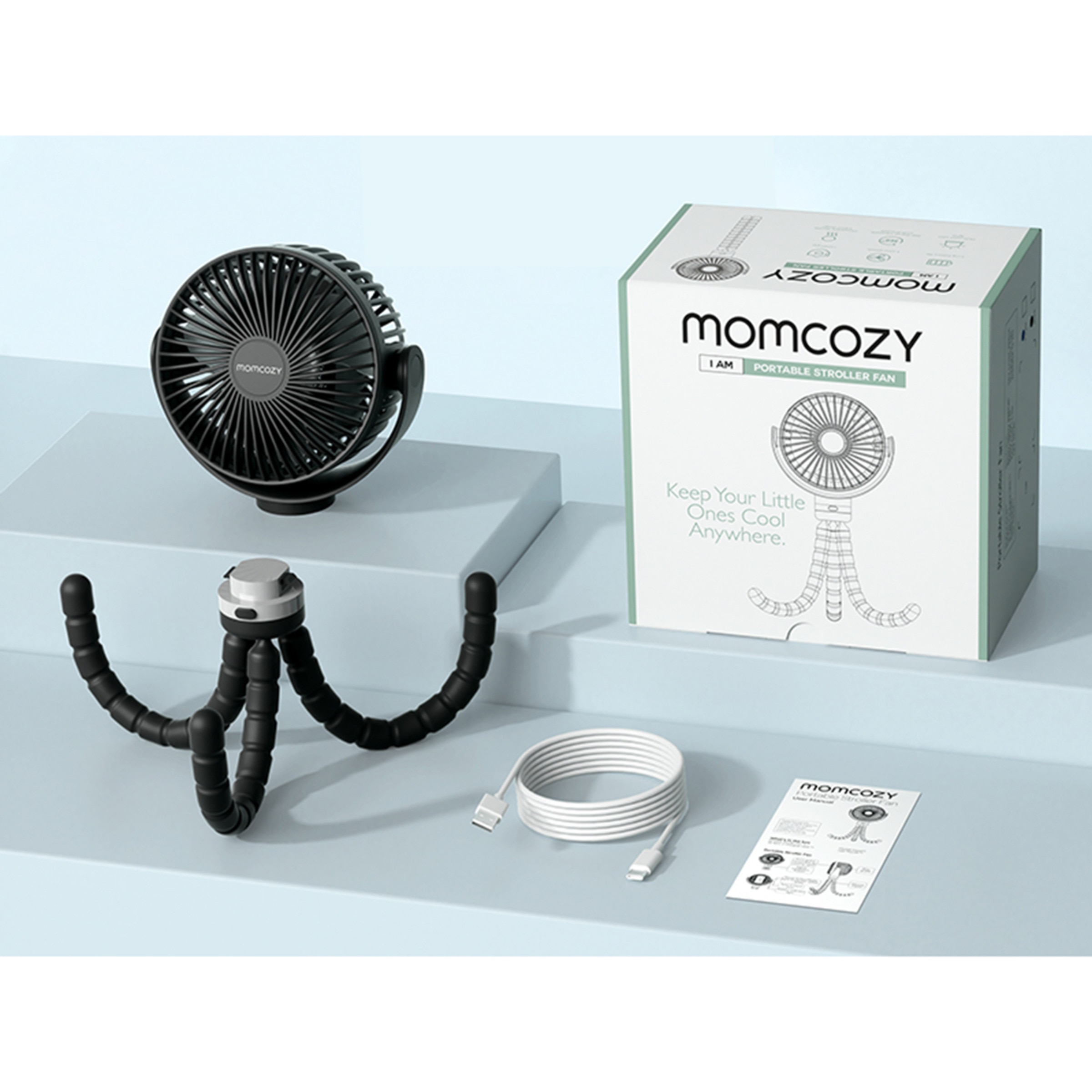 Ventilador portátil Momcozy para cochecito o silla paseo Negro-6