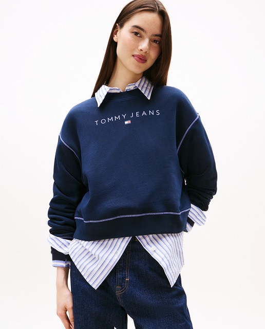 Imagem 0 de Sweatshirt Relaxed Crop Fit com Costuras em Contraste
