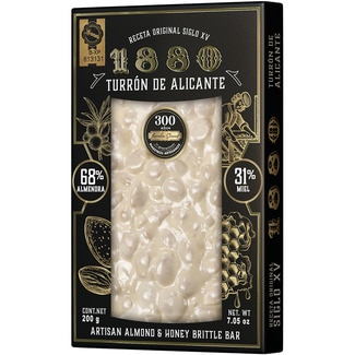turrón duro de Alicante 68% almendra y 31% miel receta original siglo XV IGP Jijona tableta 200 g sin gluten - 1880