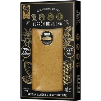 turrón de Jijona 72% almendra y 27% miel receta original siglo XV IGP Jijona tableta 200 g sin gluten - 1880