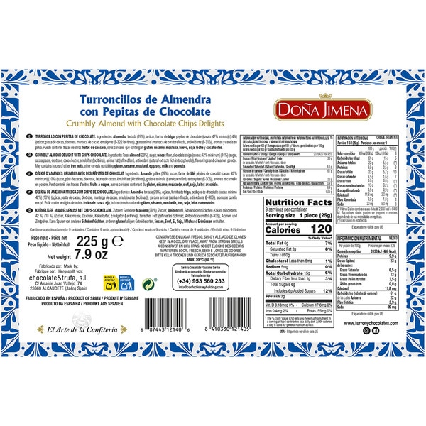 Mandel-Turrón-Portionen mit dunklen Schokoladentropfen Karton 200 g