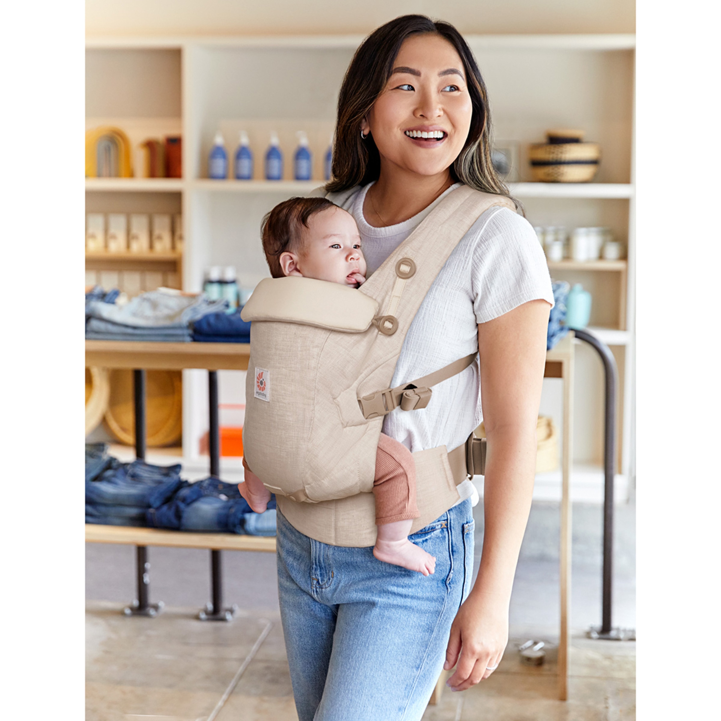 Mochila portabebe Ergobaby Adapt Lino 3 posiciones Natural-5