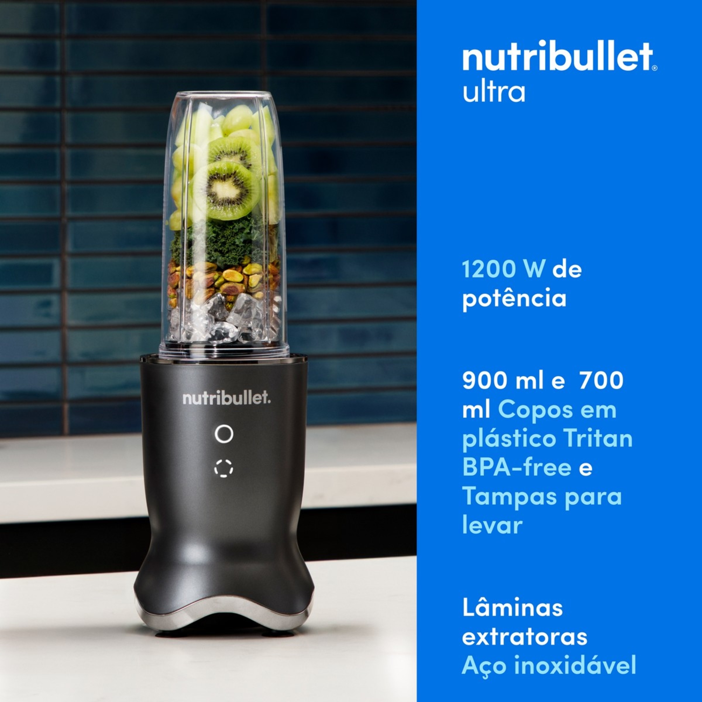 Liquidificador Nutribullet Personal Blender Ultra NB1206DGCC de 1200 W e de 0,9 Litros - Preto Preto-3