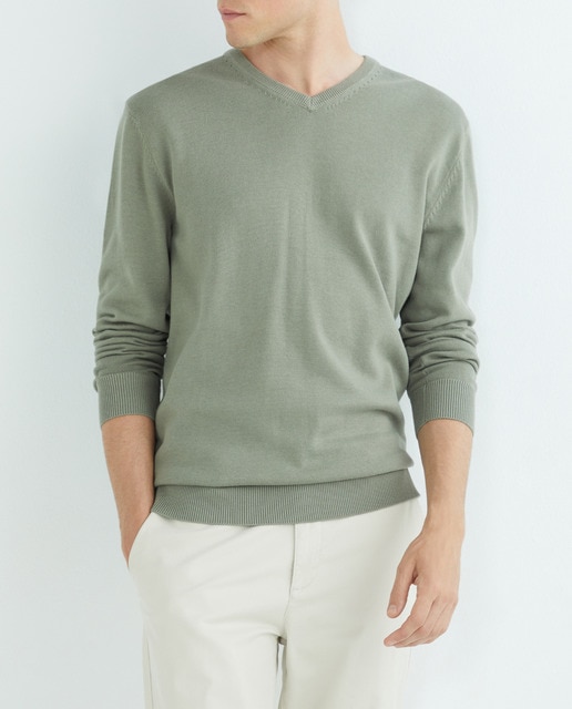 Imagen 0 de Jersey de hombre cuello pico liso algodón 100%