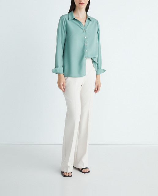 Imagen 0 de Camisa de mujer lisa manga larga