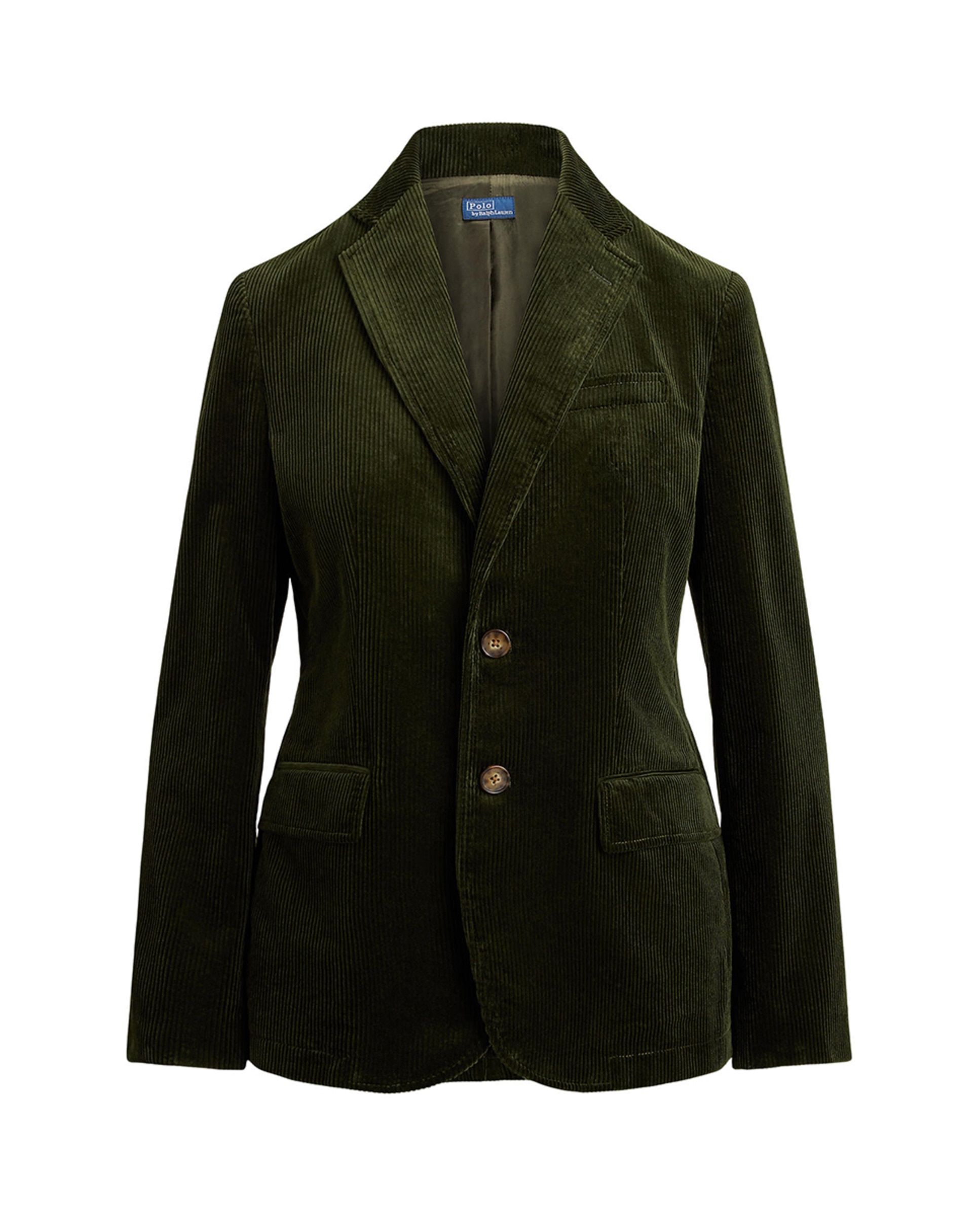 Blazer de Bombazina com Dois Botões Verde-escuro-6