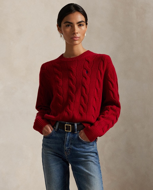 Imagen 0 de Jersey de mujer de lana y cachemira en punto de ochos