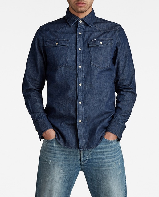 Imagen 0 de Camisa suave denim de hombre azul con corte recto