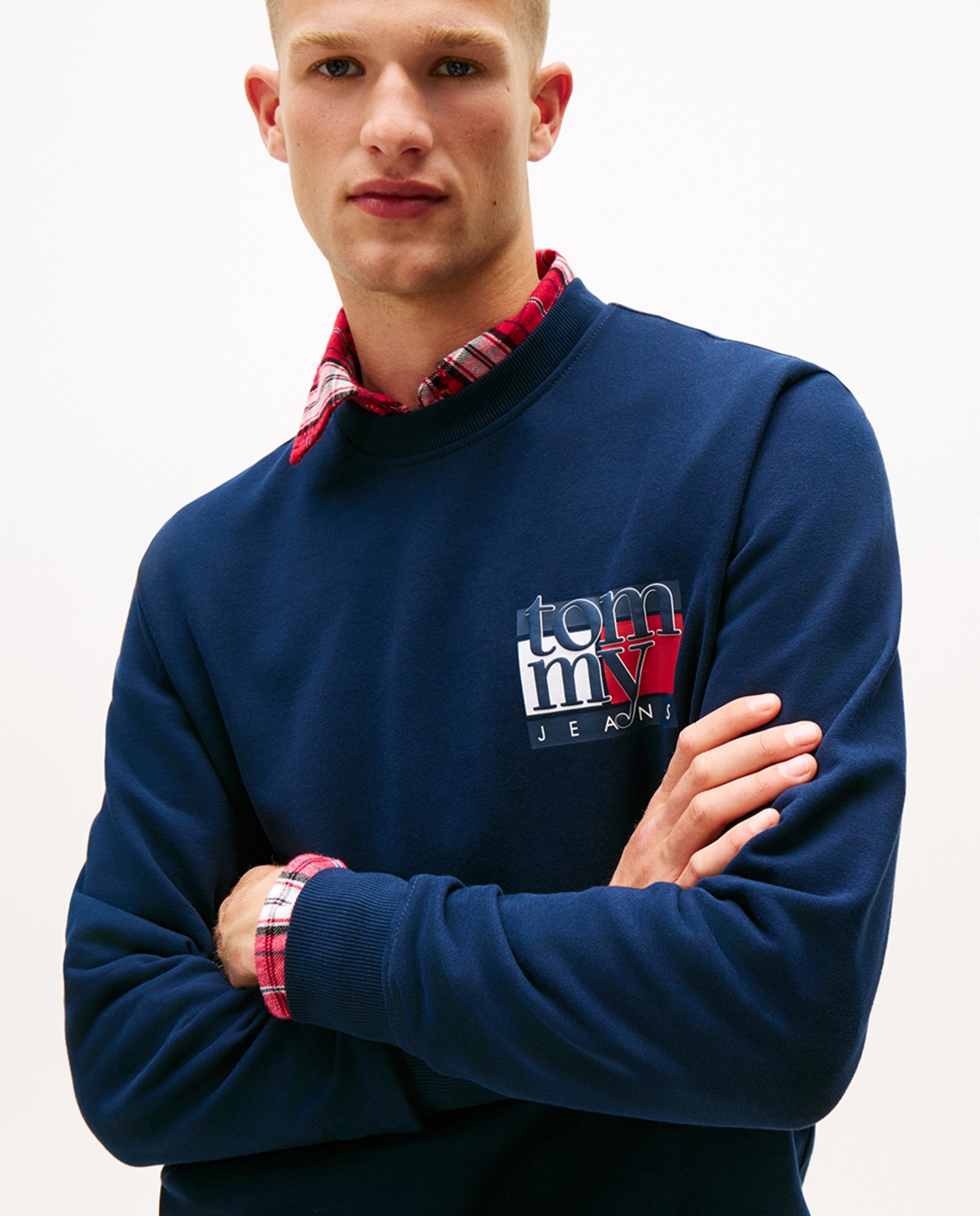 Sweatshirt Regular Fit com Gola Redonda Azul-marinho-3