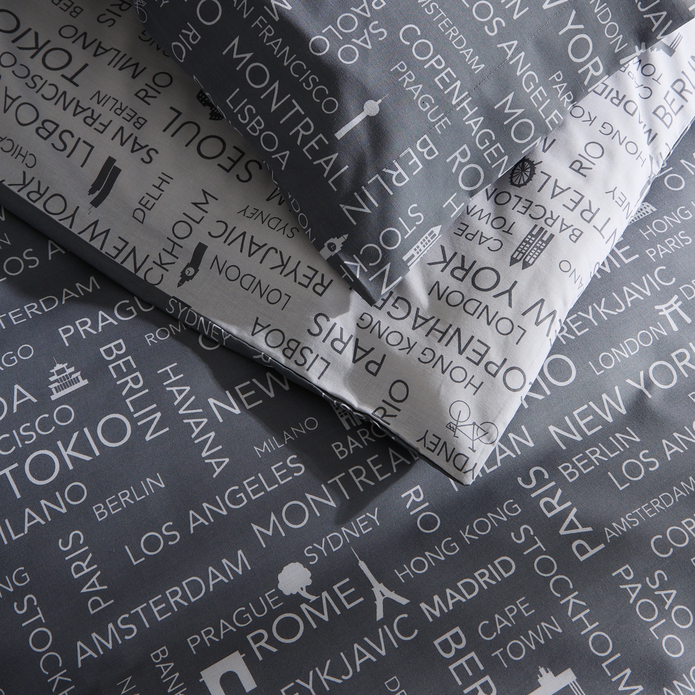 Juego de funda nórdica City Gris-5
