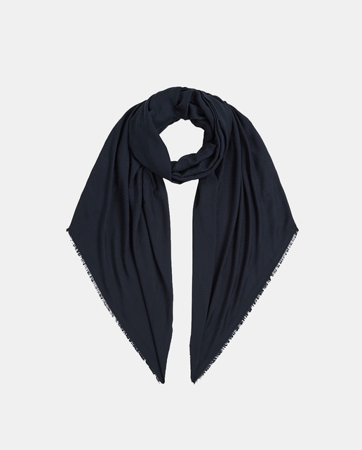 Imagem 0 de Écharpe de Modal com Estampado de Monograma - Azul-Marinho