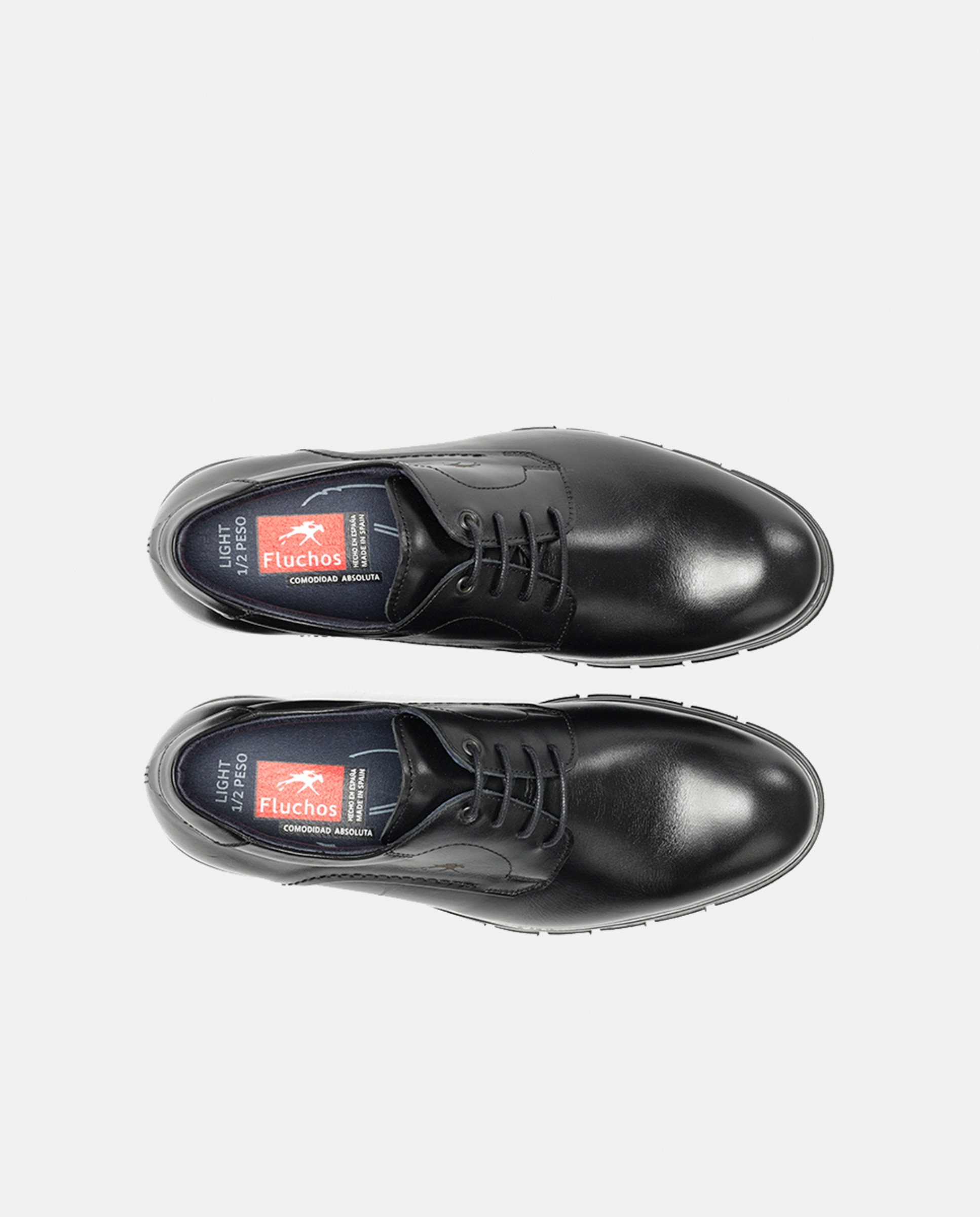 Bluchers em Pele com Pala Lisa Preto-5