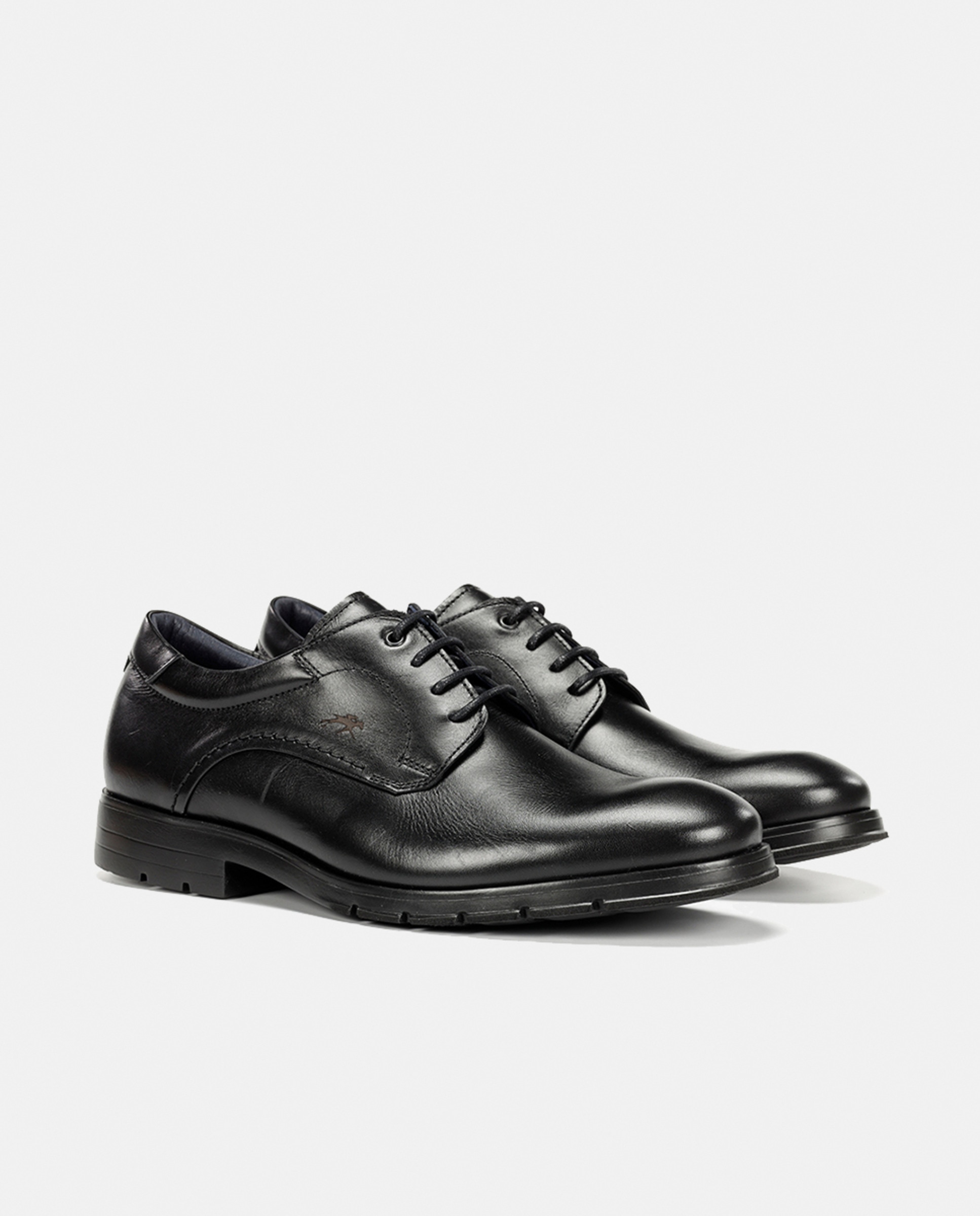 Bluchers em Pele com Pala Lisa Preto-2
