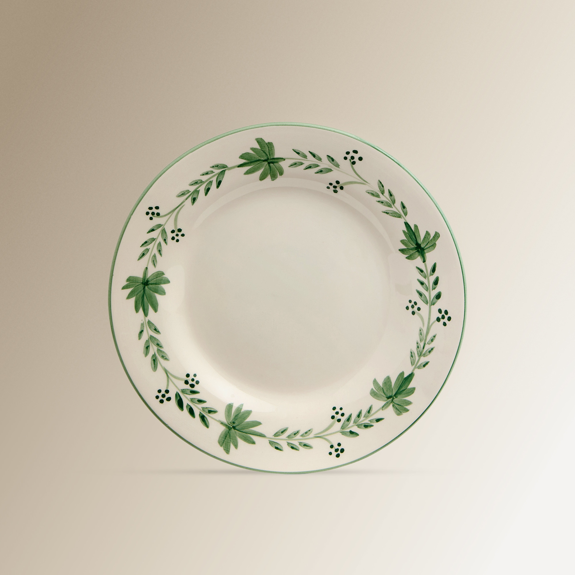 Prato de Sobremesa Pintado à Mão Alameda - Branco Branco-1