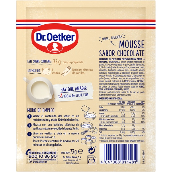Fertigmischung für Schokoladenmousse 4 Portionen Karton 73 g