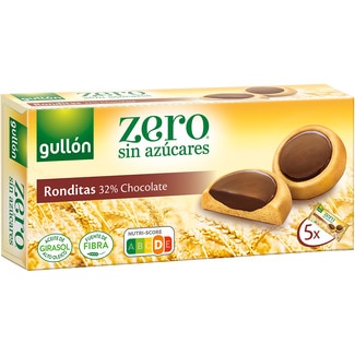 Ronditas galletas Ronditas con 32% chocolate sin azúcares caja 186 g - Gullon Zero