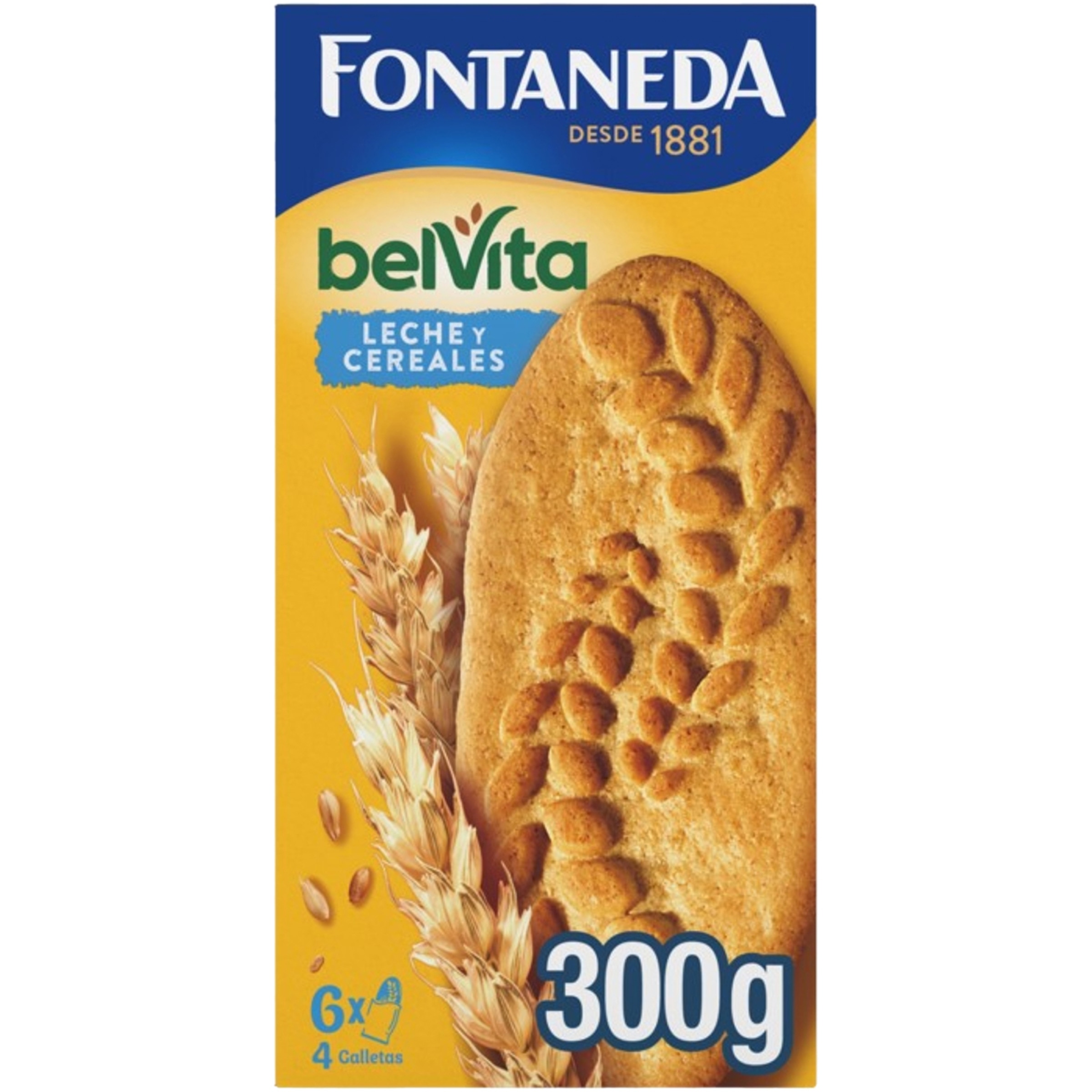 Desayuno galletas con 5 cereales completos y leche estuche 300 g 6 x 4 galletas