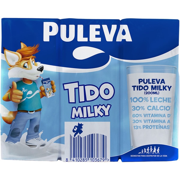 Tido Milky whole milk, pack of 6 cartons 200 ml