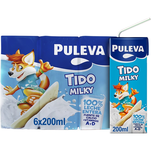 Tido Milky whole milk, pack of 6 cartons 200 ml